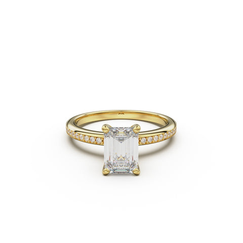 18K Yellow Gold Classic Pavé Diamond Engagement Ring