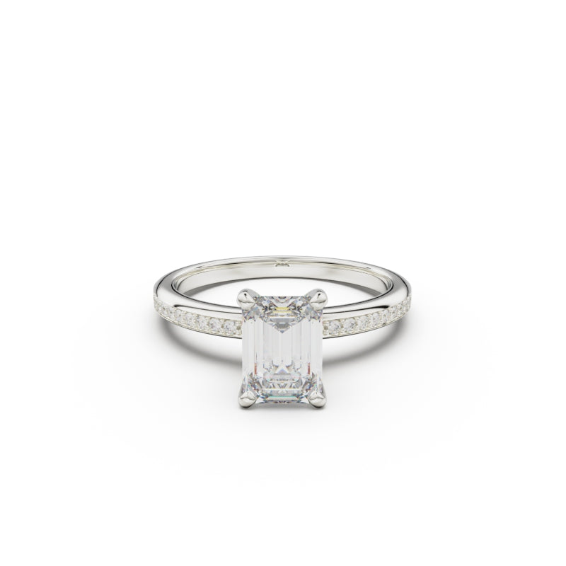 18K White Gold Classic Pavé Diamond Engagement Ring - Circle of Diamond