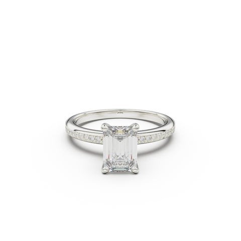 18K White Gold Classic Pavé Diamond Engagement Ring