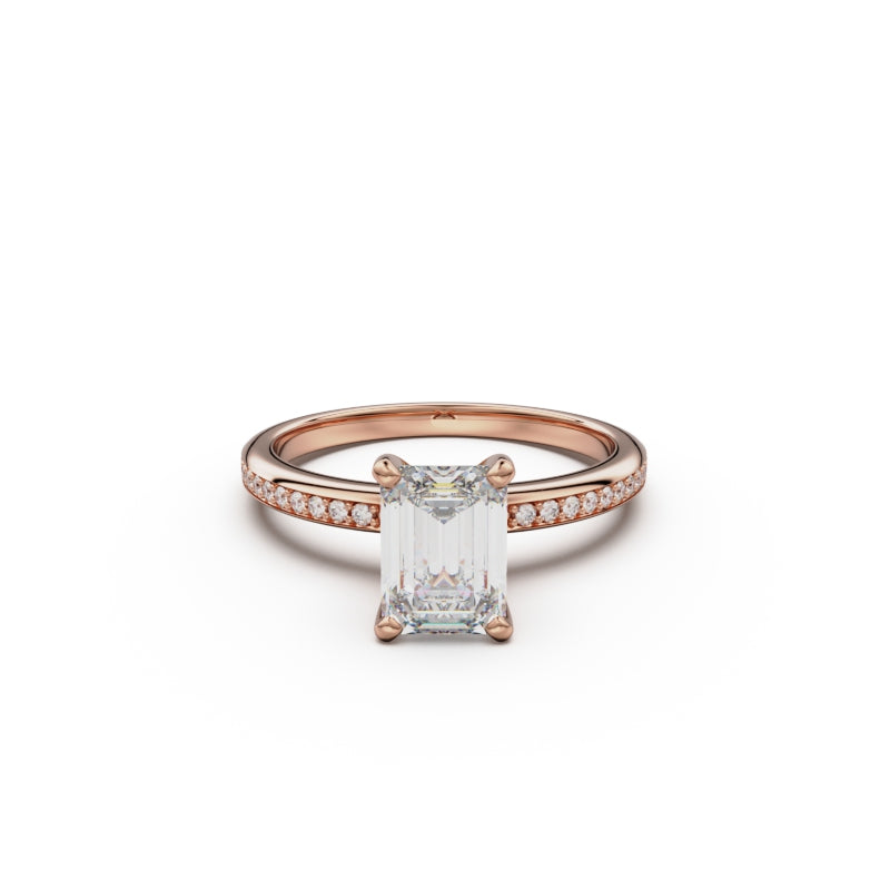 18K Rose Gold Classic Pavé Diamond Engagement Ring - Circle of Diamond