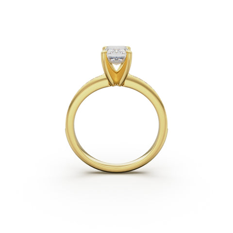 18K Yellow Gold Classic Pavé Diamond Engagement Ring