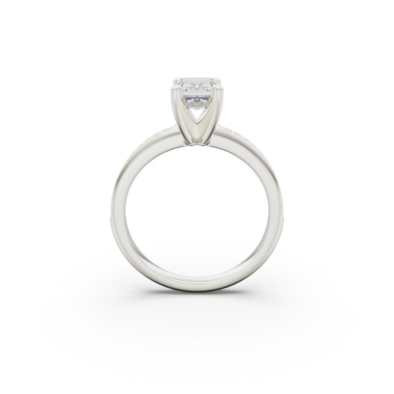 18K White Gold Classic Pavé Diamond Engagement Ring - Circle of Diamond