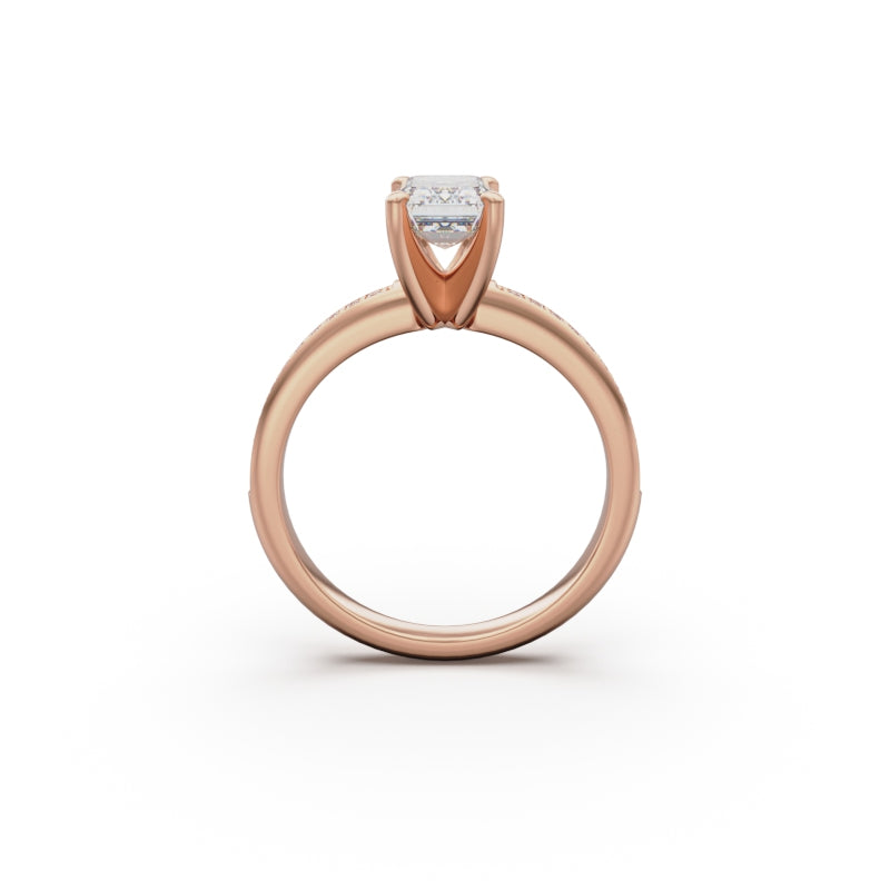 18K Rose Gold Classic Pavé Diamond Engagement Ring - Circle of Diamond