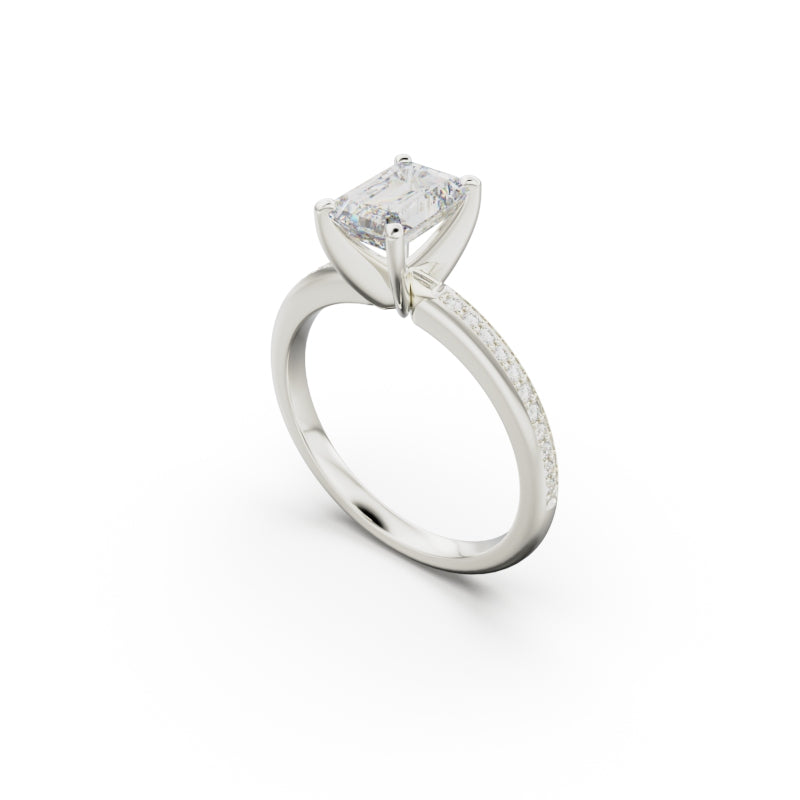18K White Gold Classic Pavé Diamond Engagement Ring - Circle of Diamond