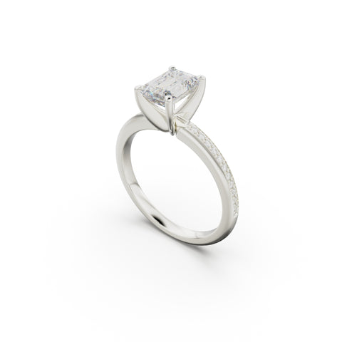 18K White Gold Classic Pavé Diamond Engagement Ring