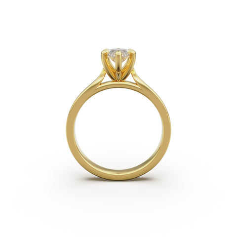 18K Yellow Gold Petite Cathedral Solitaire Engagement Ring