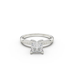 18K White Gold Classic Pavé Diamond Engagement Ring