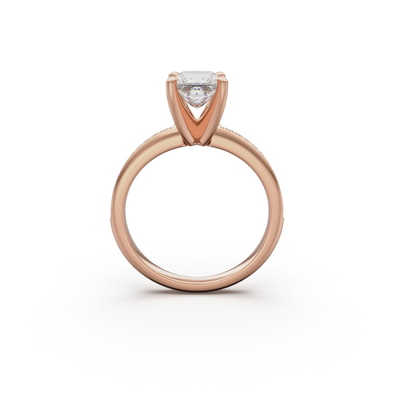 18K Rose Gold Classic Pavé Diamond Engagement Ring - Circle of Diamond
