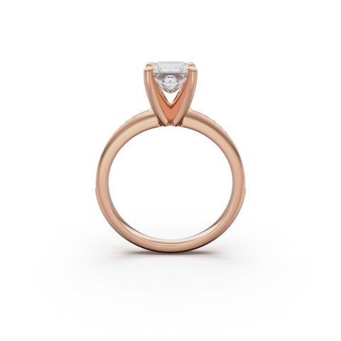 18K Rose Gold Classic Pavé Diamond Engagement Ring