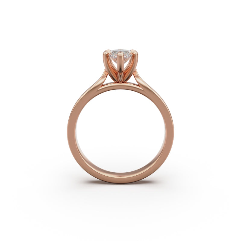 18K Rose Gold Petite Cathedral Solitaire Engagement Ring - Circle of Diamond