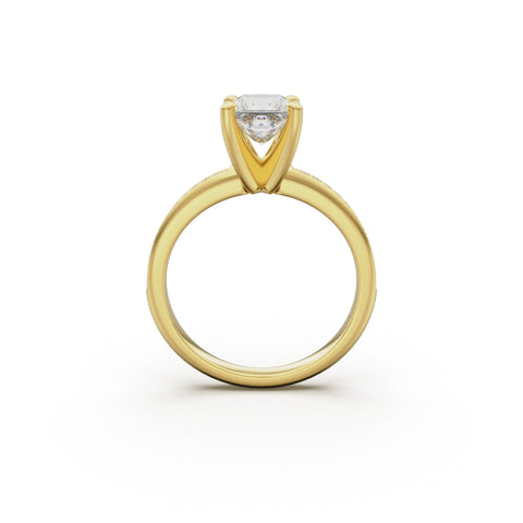 18K Yellow Gold Classic Pavé Diamond Engagement Ring