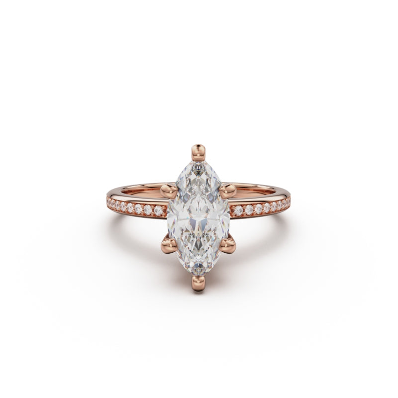 18K Rose Gold Classic Pavé Diamond Engagement Ring - Circle of Diamond
