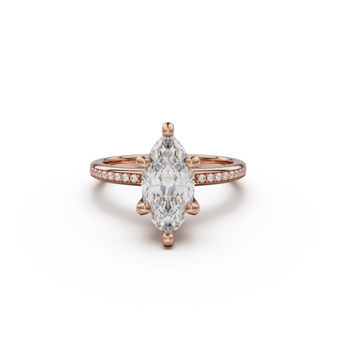 18K Rose Gold Classic Pavé Diamond Engagement Ring