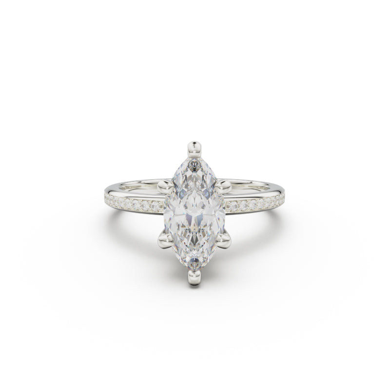 18K White Gold Classic Pavé Diamond Engagement Ring - Circle of Diamond