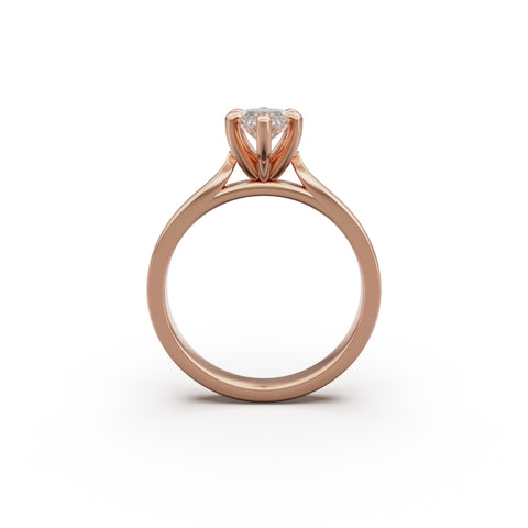 18K Rose Gold Petite Cathedral Solitaire Engagement Ring