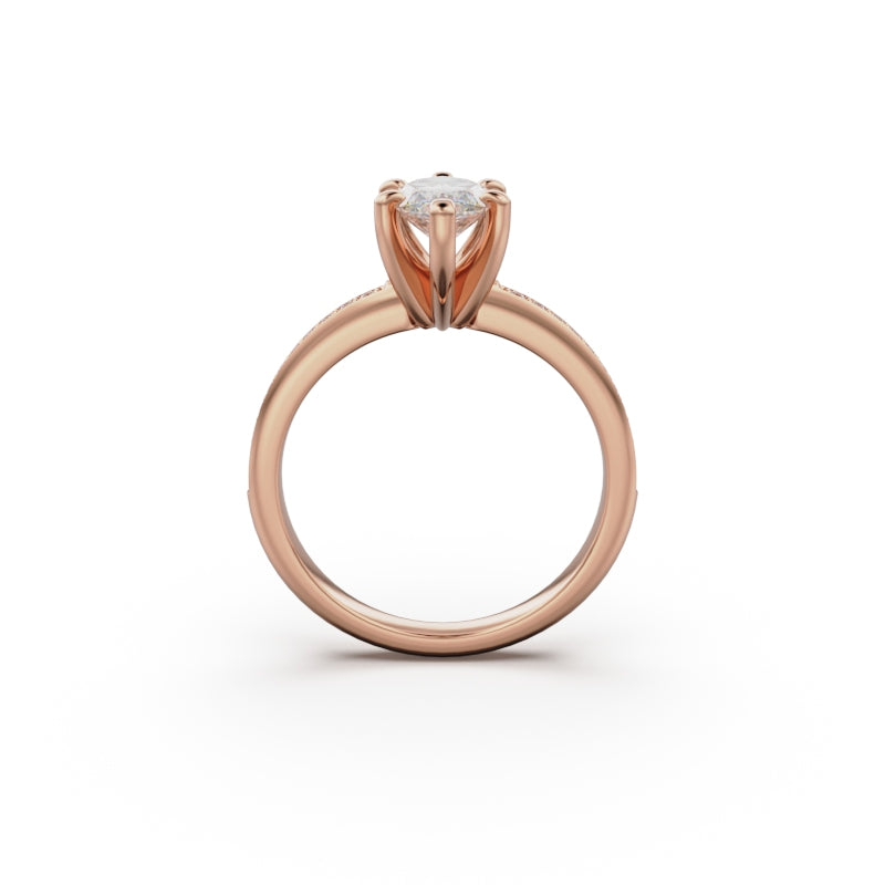 18K Rose Gold Classic Pavé Diamond Engagement Ring - Circle of Diamond