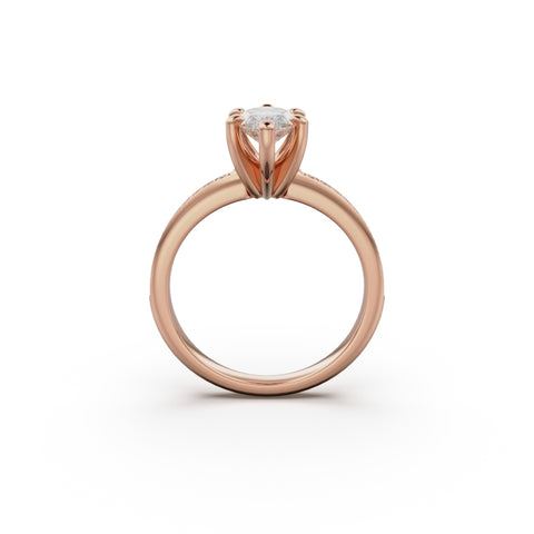 18K Rose Gold Classic Pavé Diamond Engagement Ring