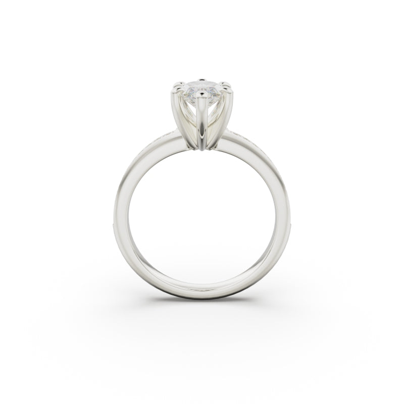 18K White Gold Classic Pavé Diamond Engagement Ring - Circle of Diamond