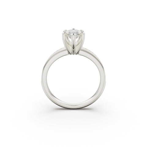 18K White Gold Classic Pavé Diamond Engagement Ring