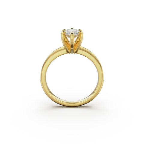 18K Yellow Gold Classic Pavé Diamond Engagement Ring