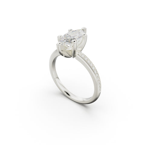 18K White Gold Classic Pavé Diamond Engagement Ring