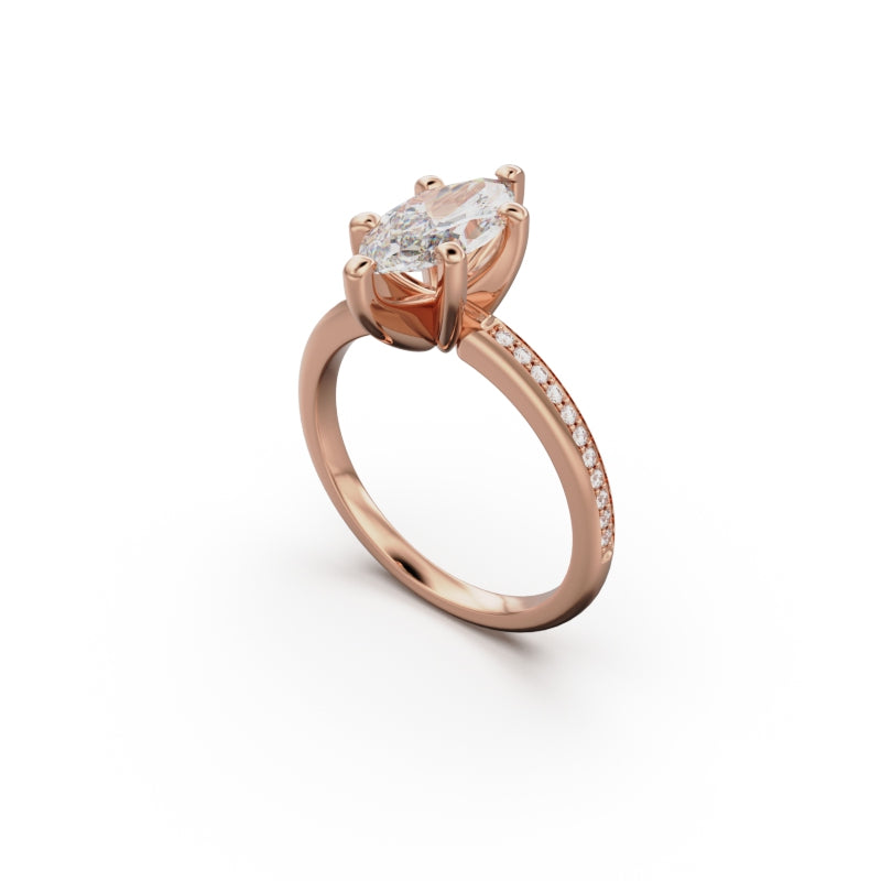 18K Rose Gold Classic Pavé Diamond Engagement Ring - Circle of Diamond