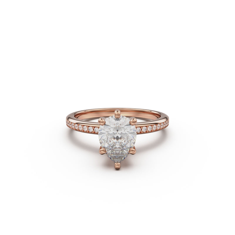 18K Rose Gold Classic Pavé Diamond Engagement Ring - Circle of Diamond