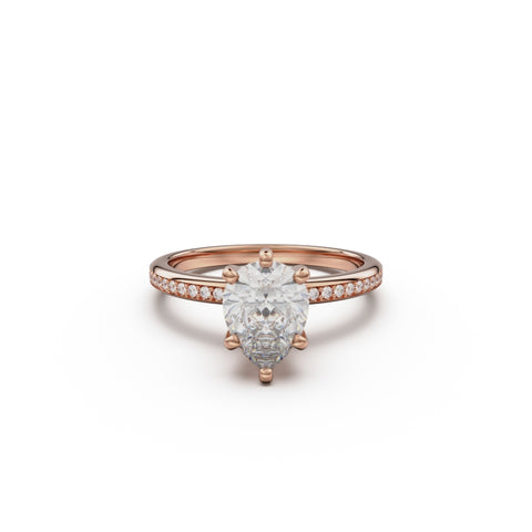 18K Rose Gold Classic Pavé Diamond Engagement Ring