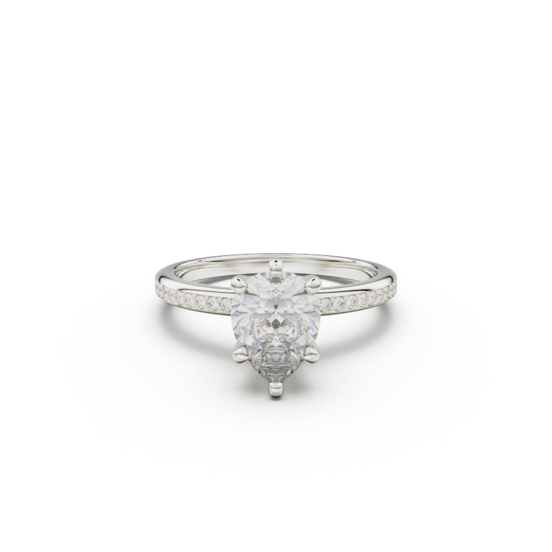 18K White Gold Classic Pavé Diamond Engagement Ring - Circle of Diamond