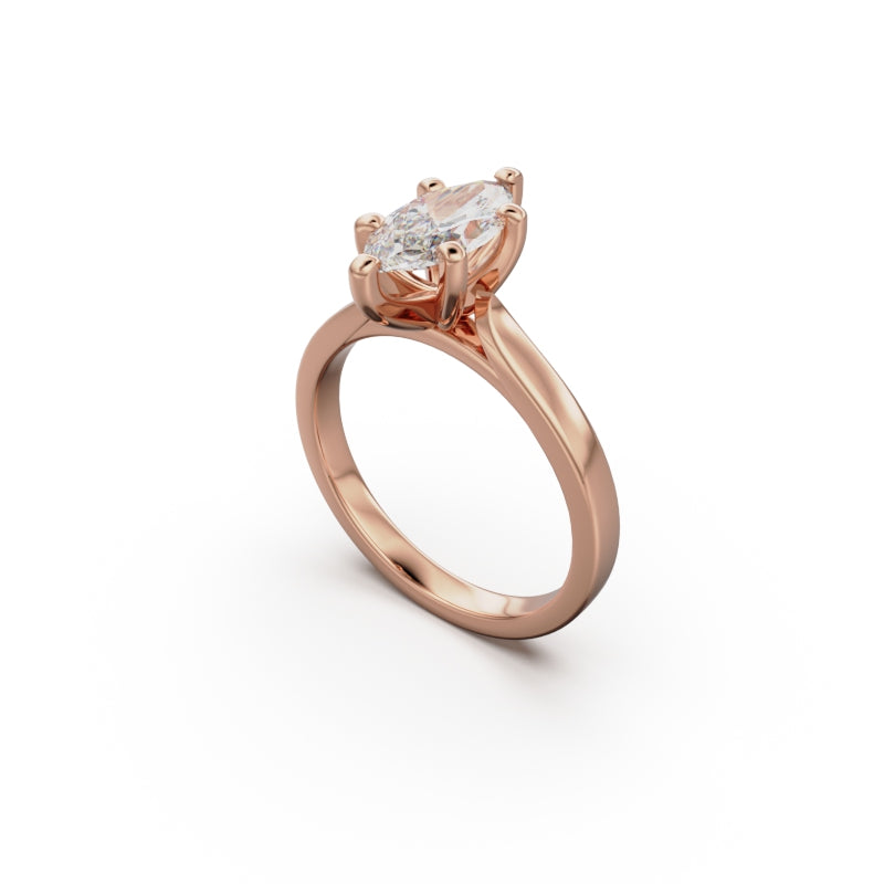 18K Rose Gold Petite Cathedral Solitaire Engagement Ring - Circle of Diamond