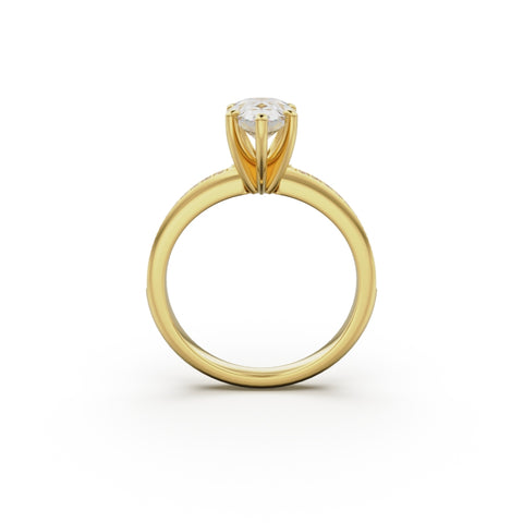 18K Yellow Gold Classic Pavé Diamond Engagement Ring