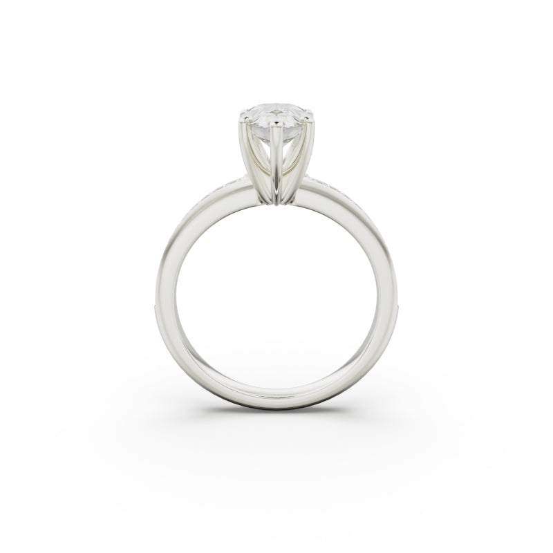 18K White Gold Classic Pavé Diamond Engagement Ring - Circle of Diamond