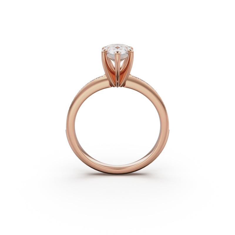 18K Rose Gold Classic Pavé Diamond Engagement Ring - Circle of Diamond
