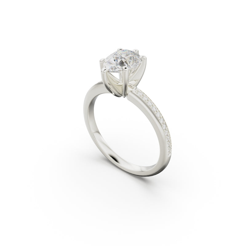 18K White Gold Classic Pavé Diamond Engagement Ring - Circle of Diamond