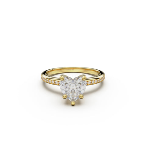 18K Yellow Gold Classic Pavé Diamond Engagement Ring