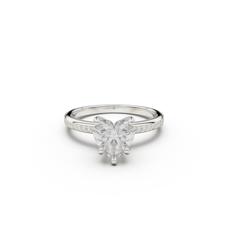18K White Gold Classic Pavé Diamond Engagement Ring - Circle of Diamond