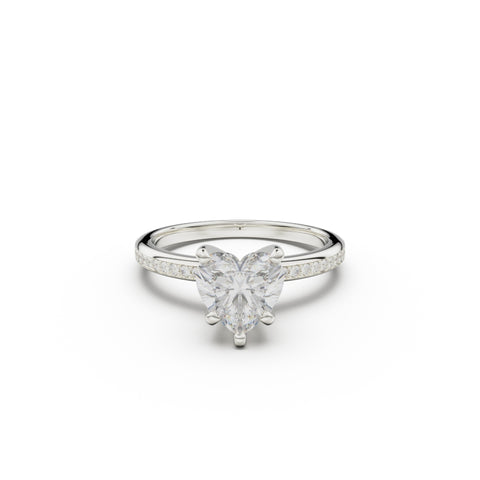 18K White Gold Classic Pavé Diamond Engagement Ring