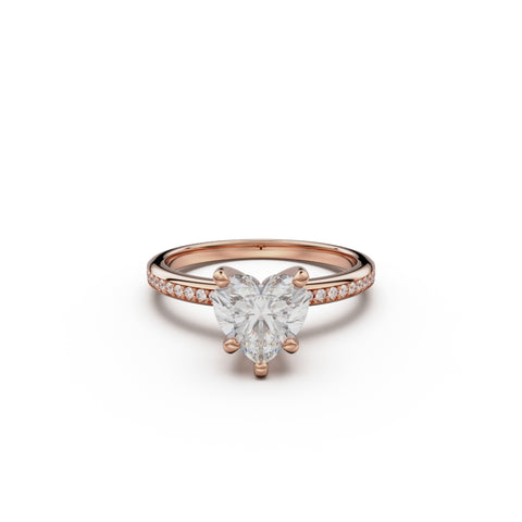 18K Rose Gold Classic Pavé Diamond Engagement Ring