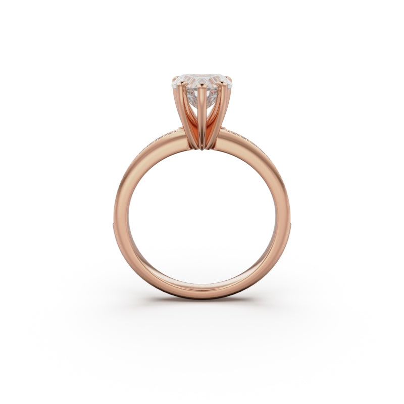 18K Rose Gold Classic Pavé Diamond Engagement Ring - Circle of Diamond