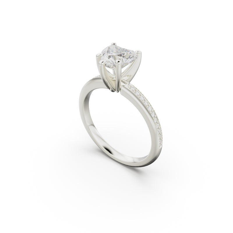 18K White Gold Classic Pavé Diamond Engagement Ring - Circle of Diamond