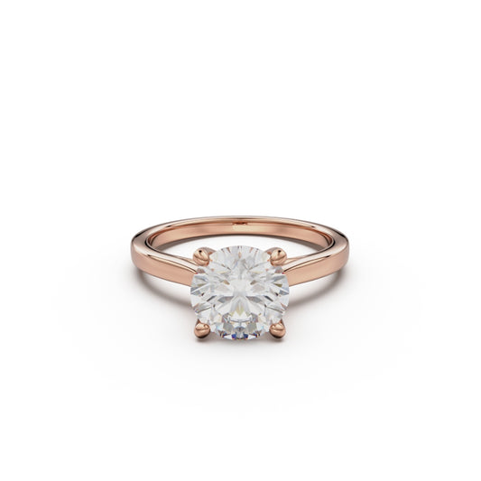 18k Rose Gold Cross Over Four-Prong Solitaire Engagement Ring