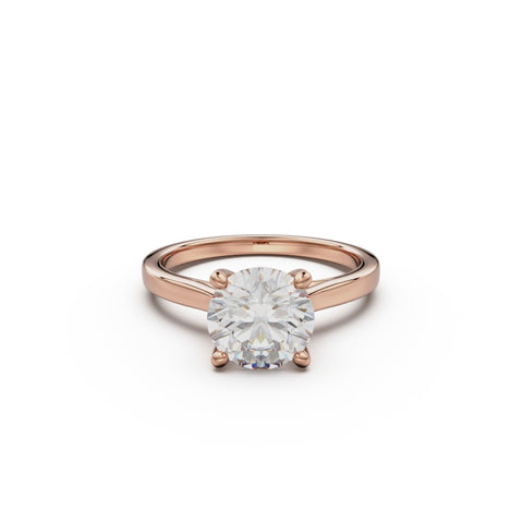 18k Rose Gold Cross Over Four-Prong Solitaire Engagement Ring