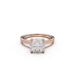 18k Rose Gold Cross Over Four-Prong Solitaire Engagement Ring