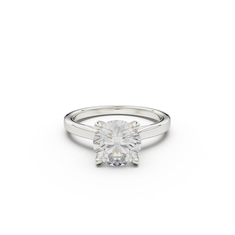 18k White Gold Cross Over Four-Prong Solitaire Engagement Ring