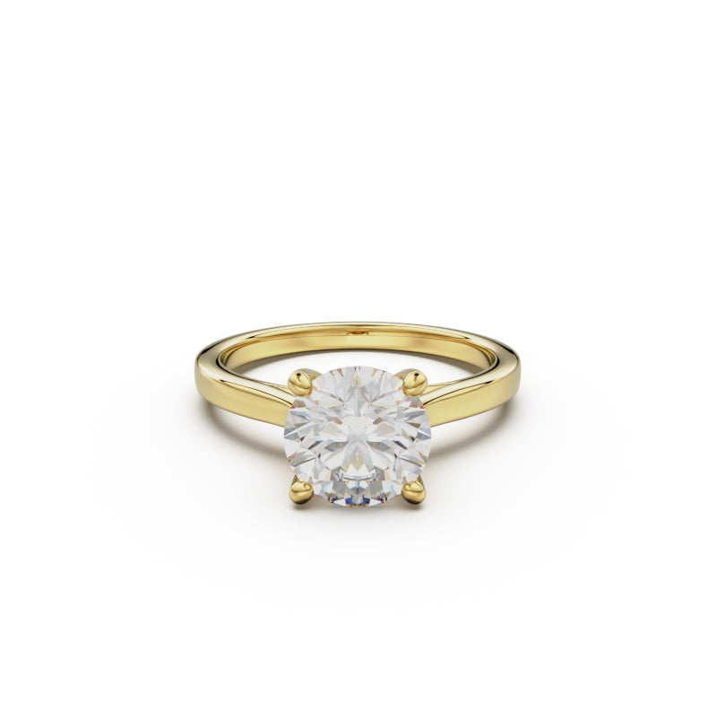 18k Yellow Gold Cross Over Four-Prong Solitaire Engagement Ring - Circle of Diamond
