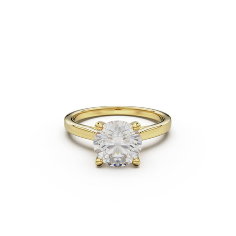 18k Yellow Gold Cross Over Four-Prong Solitaire Engagement Ring