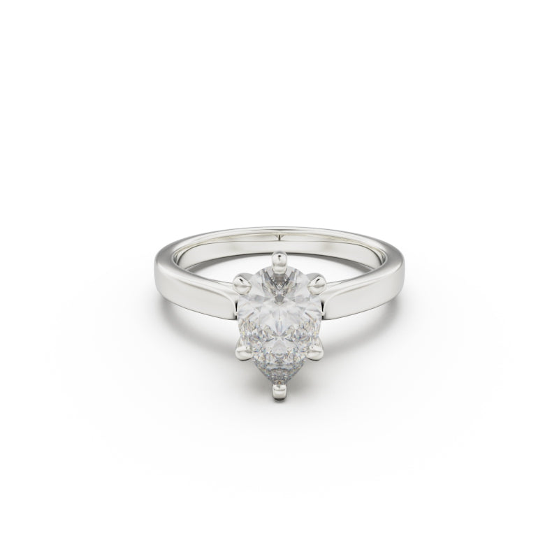 18K White Gold Petite Cathedral Solitaire Engagement Ring - Circle of Diamond