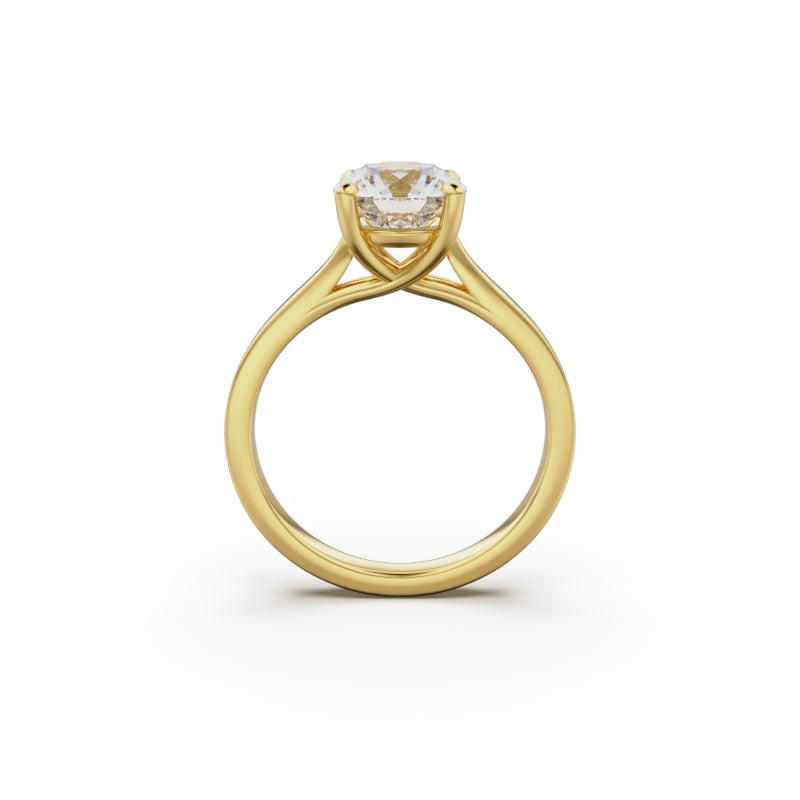 18k Yellow Gold Cross Over Four-Prong Solitaire Engagement Ring - Circle of Diamond