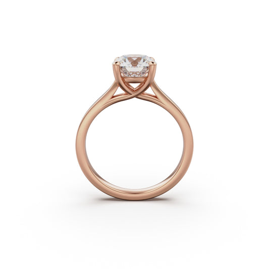 18k Rose Gold Cross Over Four-Prong Solitaire Engagement Ring