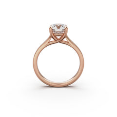 18k Rose Gold Cross Over Four-Prong Solitaire Engagement Ring